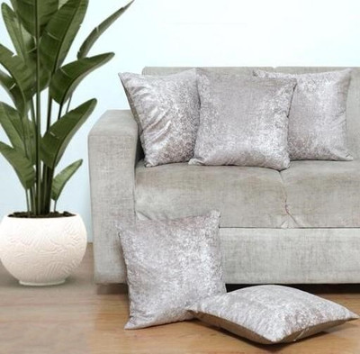 WEAVERLY Velvet Cushions & Pillows Cover(Pack of 5, 40 cm*40 cm, Beige)