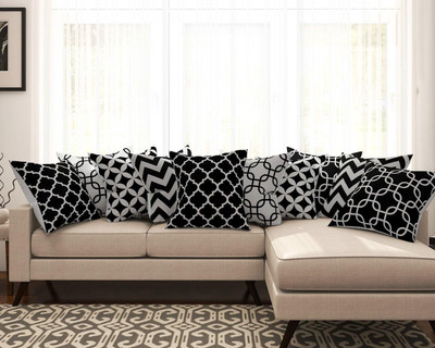 SEJ BY NISHA GUPTA Polycotton Cushions & Pillows Cover(Pack of 10, 40.64 cm*40.64 cm, Black)