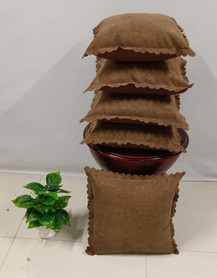 Real Desi Chenille Cushions Cover(60 cm*60 cm, Pack of 5, Brown)