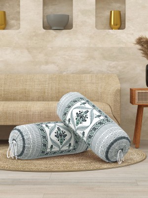 Blocks Of India Cotton Cushions & Bolsters Cover(Pack of 2, 40 cm*80 cm, Grey, Green)