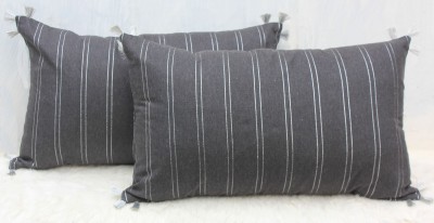 Dekor World Striped Cushions & Pillows Cover(Pack of 2, 30 cm*50 cm, Black)