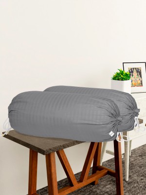 HOMESTIC Cotton Bolsters Cover(Pack of 2, 80 cm*40 cm, Grey)