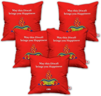 Indigifts Satin Cushions Cover(Pack of 5, 45 cm*45 cm, Red)