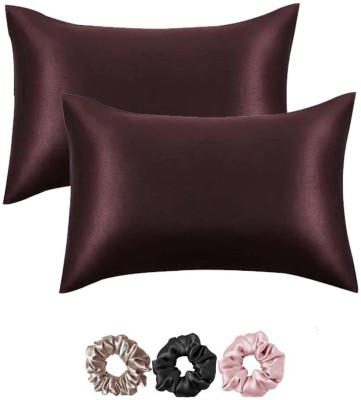 Filloxy Plain Pillows Cover(Pack of 2, 70 cm*45 cm, Brown)