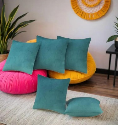 Best Price Plain Cushions Cover(Pack of 5, 40 cm*40 cm, Green)