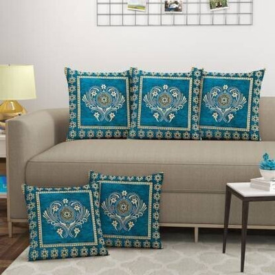 Creativehomes Chenille Cushions Cover(Pack of 5, 40 cm*40 cm, Blue)