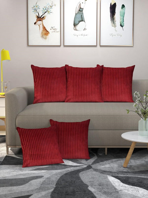 vjk fab Velvet Cushions & Pillows Cover(40 cm*40 cm, Pack of 5, Maroon)