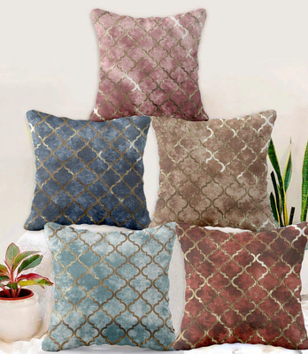 Bluegrass Velvet Cushions Cover(60 cm*60 cm, Pack of 5, Multicolor)