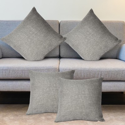 Faburaa Plain Cushions & Pillows Cover(Pack of 4, 40 cm*40 cm, Grey)