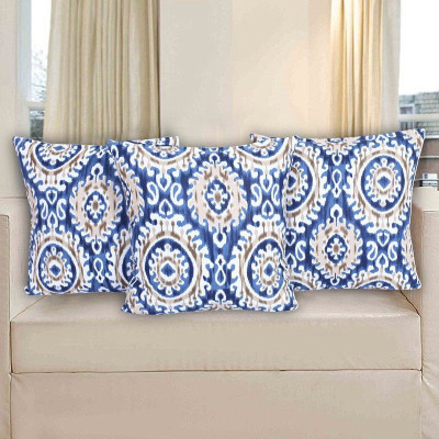 Go Texstylers Cotton Cushions Cover(50 cm*50 cm, Pack of 3, Blue)