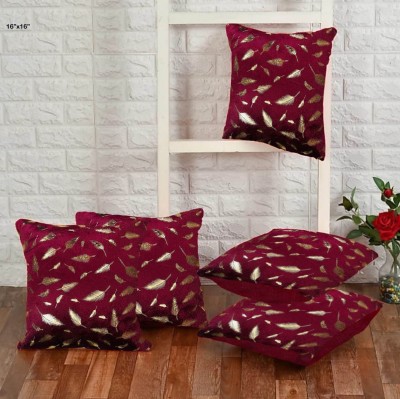 Abhsant Floral Cushions Cover(Pack of 5, 40 cm*40 cm, Maroon)