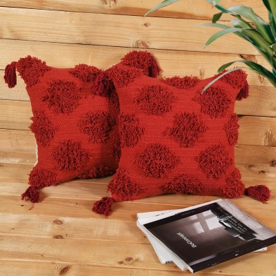 Kravika Abstract Cushions Cover(Pack of 2, 40 cm*40 cm, Maroon, Ivory)
