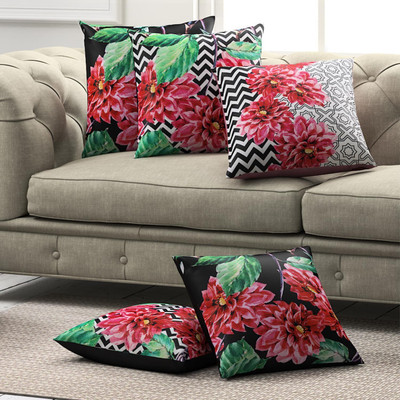 SEJ BY NISHA GUPTA Polyester Cushions Cover(Pack of 3, 40 cm*40 cm, Multicolor)