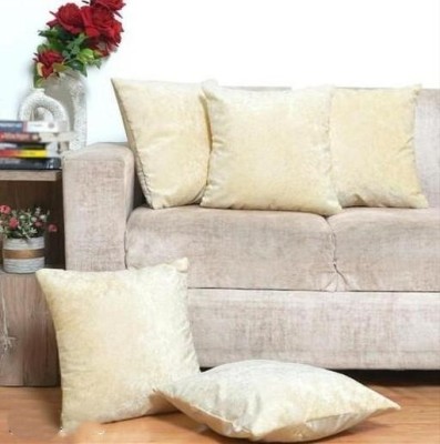 WEAVERLY Velvet Cushions & Pillows Cover(Pack of 5, 40 cm*40 cm, Cream)