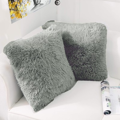 Catchyx Cart Fur Pillows Cover(Pack of 2, 40 cm*40 cm, Grey)