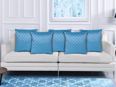 Homestory Polyester Cushions Cover(Pack of 5, 40 cm*40 cm, Light Blue)