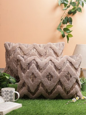 ROMEE Polyester Cushions Cover(Pack of 2, 46 cm*30 cm, Brown)