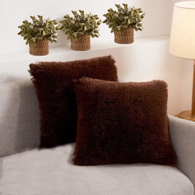 AVS Plain Cushions & Pillows Cover(Pack of 2, 38 cm*38 cm, Brown)