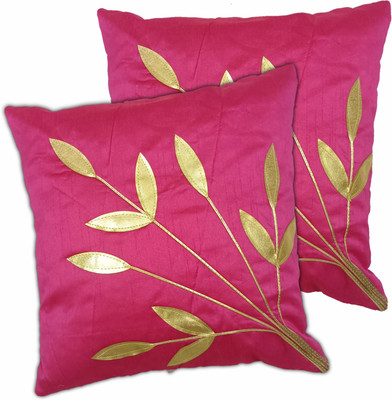 VELORA Silk Cushions & Pillows Cover(40 cm*40 cm, Pack of 2, Pink)