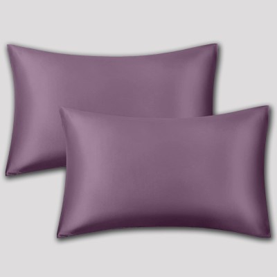 Avirons Silk Pillows Cover(Pack of 2, 45 cm*72 cm, Purple)