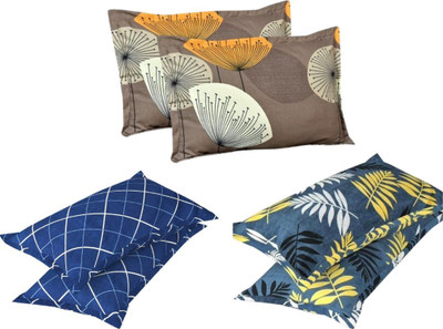 AAKRITI Microfiber Pillows Cover(43 cm*69 cm, Pack of 6, Brown, Dark Blue, Green)