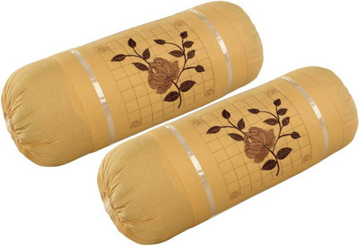 fabzi Cotton Bolsters Cover(Pack of 2, 16 cm*32 cm, Yellow)