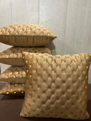 Fazar Creations Velvet Cushions Cover(40 cm*40 cm, Pack of 5, Gold)