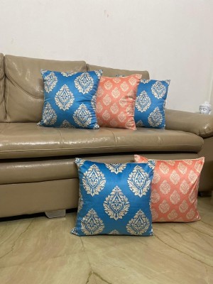 MY HOME Velvet Cushions Cover(Pack of 5, 40 cm*40 cm, Blue, Orange)