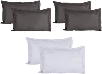 vonzo Satin Pillows Cover(43.18 cm*17 cm, Pack of 6, Grey, White)