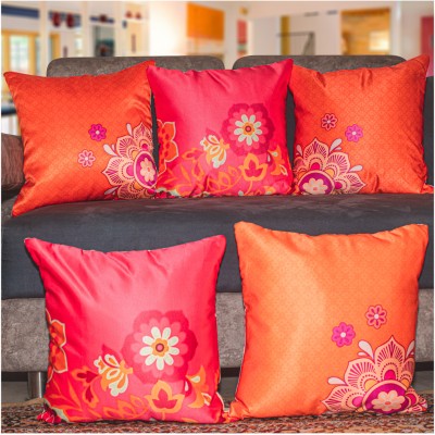 Vendola Printed Cushions Cover(Pack of 5, 60.96 cm*60.96 cm, Red)