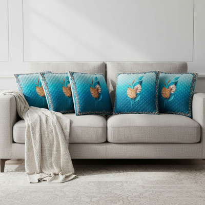 VICTORY WEAVES Polycotton Cushions Cover(40 cm*40 cm, Pack of 5, Green)