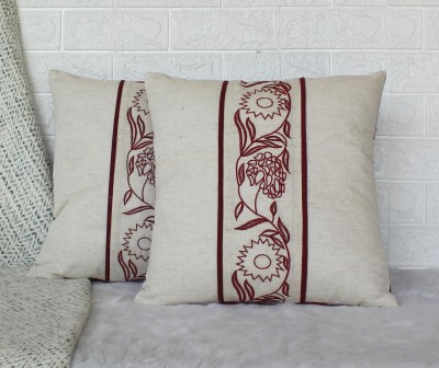 Dekor World Embroidered Cushions & Pillows Cover(Pack of 2, 60 cm*60 cm, Maroon)