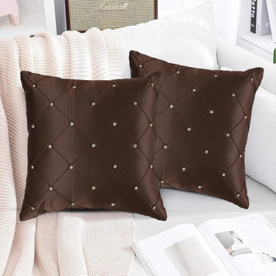 NoorAccumulation Silk Cushions & Pillows Cover(40 cm*40 cm, Pack of 2, Brown)