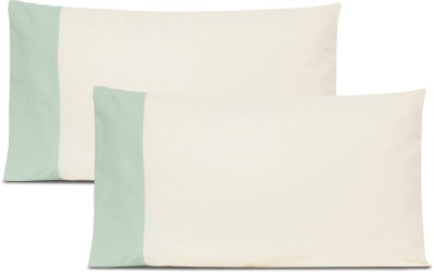 10club Plain Pillows Cover(Pack of 2, 68.58 cm*43.18 cm, Beige, Green)