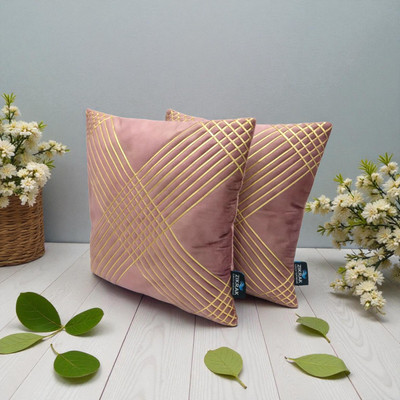Zikrak Velvet Cushions Cover(40 cm*40 cm, Pack of 2, Pink)
