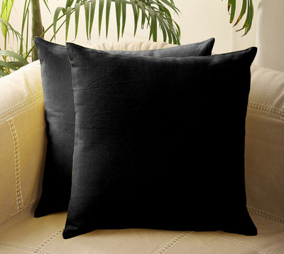 Casableu Polyester Cushions & Pillows Cover(Pack of 2, 40.64 cm*40.64 cm, Black)