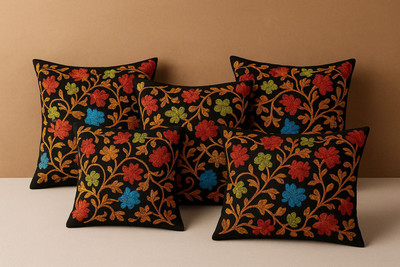 GxP Enterprises Cotton Cushions & Pillows Cover(Pack of 5, 40 cm*40 cm, Black)
