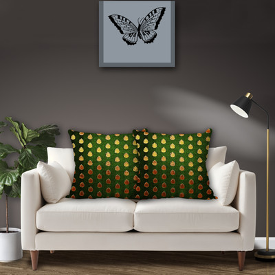 Avirons Silk Cushions Cover(40 cm*40 cm, Pack of 2, Green)