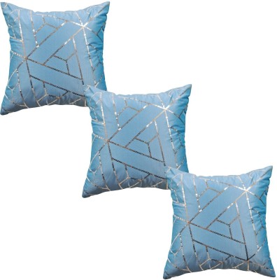 HOME9INE Polyester Cushions Cover(Pack of 3, 40 cm*40 cm, Light Blue, Silver)