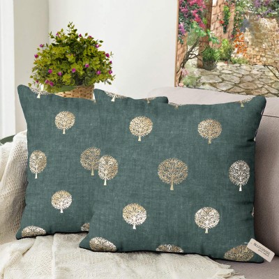 Bluegrass Self Design Cushions Cover(Pack of 2, 30 cm*30 cm, Green)