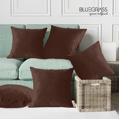 Bluegrass Striped Cushions Cover(Pack of 5, 60 cm*60 cm, Brown)