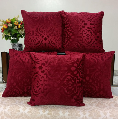 HOMYBEES Velvet Cushions Cover(40 cm*40 cm, Pack of 5, Maroon)