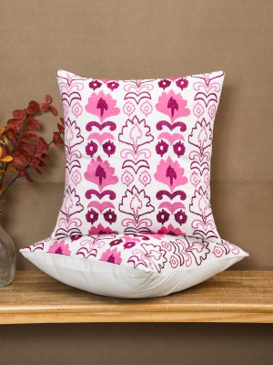 RATAN CART Embroidered Cushions Cover(Pack of 2, 40 cm*40 cm, Pink)