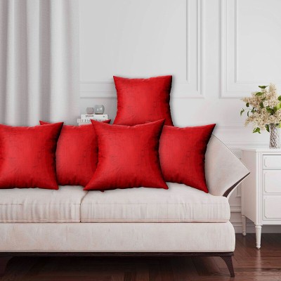 Texstylers Plain Cushions Cover(Pack of 5, 50 cm*50 cm, Red)