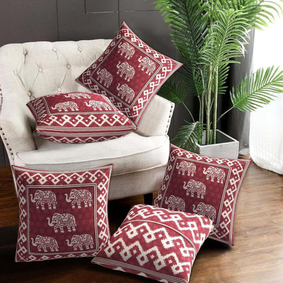 VARIKSH HOMES Velvet Cushions Cover(40 cm*40 cm, Pack of 5, Red)