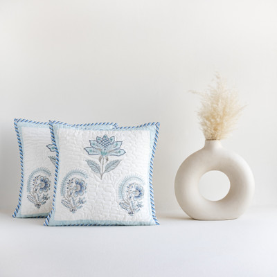 HOMEMONDE Cotton Cushions Cover(40 cm*40 cm, Pack of 2, Light Blue)