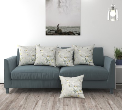 Bigger Fish Printed Cushions Cover(Pack of 5, 40 cm*40 cm, Grey, White)