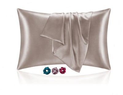 CEBADA Satin Pillows Cover(Pack of 2, 18 cm*28 cm, Silver)