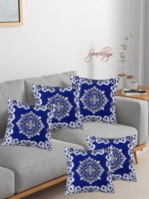 Sparklings Printed Cushions Cover(Pack of 5, 40 cm*40 cm, Blue)