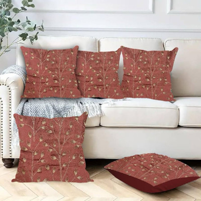 TURIYA Velvet Cushions Cover(Pack of 5, 40 cm*40 cm, Maroon)